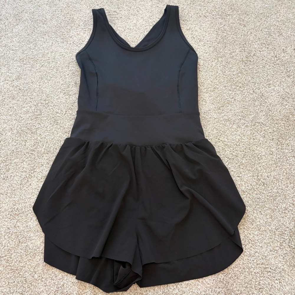 Athleta Crossover Runsie Romper Womens S Black Sporty Tennis Prep Athletic